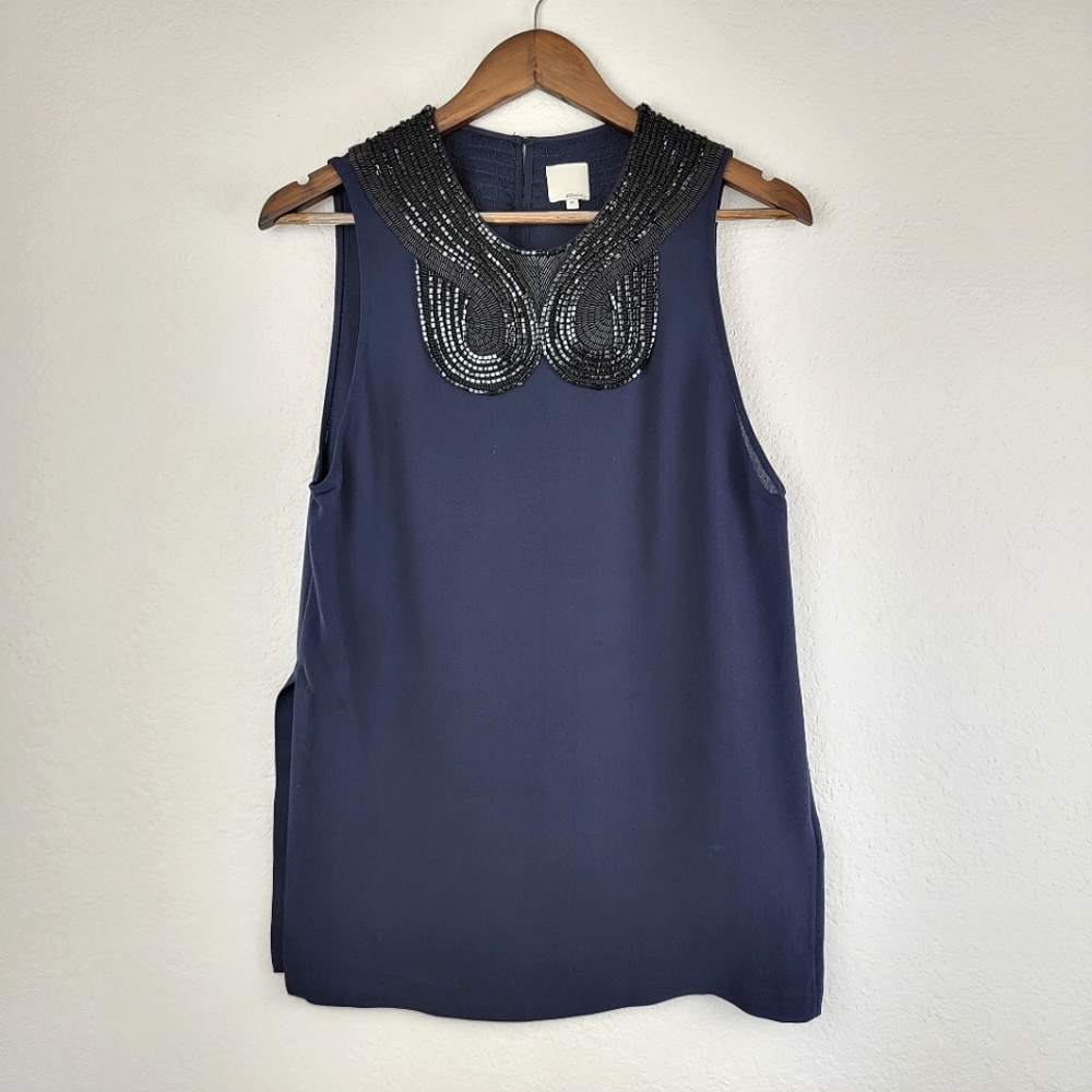 3.1 Phillip Lim Sleeveless Beaded Tunic Blue Medium - Picture 5 of 12